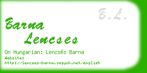 barna lencses business card
